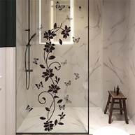 Adesivos de Parede de Borboleta e Flor Preto - Decalque de Arte Floral Removível para Decoração de Ambientes - imagem 2