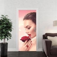 Adesivo Decorativo Porta Salão de Beleza - Flor Rosa e Vermelha | Transforme seu Ambiente com Estilo - imagem 4