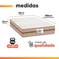 Cama Box Baú Casal com Colchão Flora Bege 138x188cm - Molas Bonnel e Tecido Sintético - imagem 4