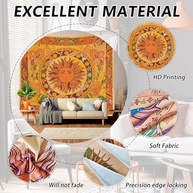Tapeçaria de Sol Boho - Arte de Parede Celestial com Detalhes Florais para Decoração Vintage - imagem 3