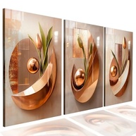Kit 3 Quadros Decorativos Modernos com Formas Florais Abstratas - Design Luxo para Sala e Quarto - imagem 2