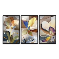 Kit com 3 Quadros Decorativos 30x50 cm Floral Vibrante com Moldura Preta - Ideal para Sala, Quarto e Hall - imagem 4