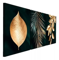 Kit 3 Quadros Decorativos Folhas e Floral Dourado Gold - Design Premium 40x60cm - imagem 1