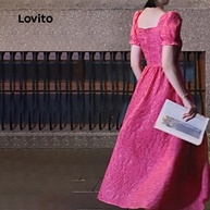 Vestido Jacquard Lovito: Elegância Floral - imagem 2