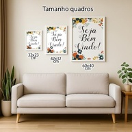 Quadro Decorativo Seja Bem-Vindo com Moldura - Estampa Floral Colorida Acolhedora para Entrada - imagem 4