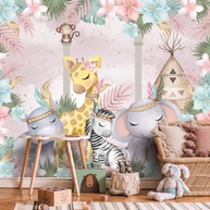 Papel de Parede Safari Cute: Decore com Flores! - imagem 2
