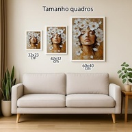 Quadro Decorativo Mulher Flores com Moldura - Arte Feminina Elegante e Moderna para Decoração de Quarto - imagem 4