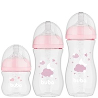 Kit 3 Mamadeiras Easy Flow Nuvem Rosa 120/270/330ml - Sistema Anticólico Buba - imagem 2