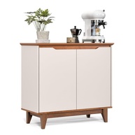 Buffet Flow 2 Portas - Aparador Moderno para Sala de Jantar e Cozinha | Acabamento Off White e Freijó - imagem 1