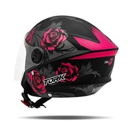 Capacete Aberto Pro Tork New Liberty 3 Flowers Fosco Rosa - Preto Tam. 58 | Segurança e Estilo - imagem 3