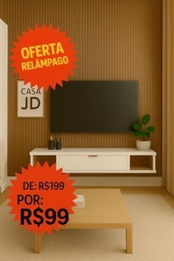Rack de TV Suspenso Moderno Home Bancada Versatta Flutuante para Sala e Quarto (Off White) - imagem 4