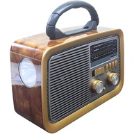Rádio Retrô A-3188 Bluetooth USB SD Auxiliar AM FM SW Lanterna Bateria Recarregável Portátil (Marrom) - imagem 1