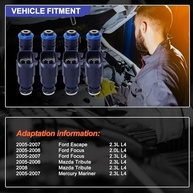 Injetores de Combustível HiSport 4un - Ford Escape, Focus, Mazda Tribute, Mercury Mariner 2.3L L4 - imagem 3