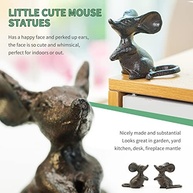 Sungmor Ornamento de Rato Fofo em Ferro Fundido - Estatueta Decorativa para Casa e Jardim | 2 Peças Marrom - imagem 5