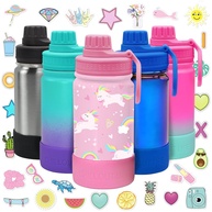 Garrafa Térmica Infantil Unicórnio Rosa 355ml - CHILLOUT LIFE com Tampa de Bico e Adesivos Fofos - imagem 1