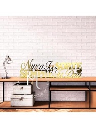 Frase Decorativa Dourada 'Nunca Foi Sorte, Sempre Foi Deus' - Enfeite de Mesa com Acrílico Espelhado - imagem 3