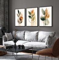 Quadro Decorativo Folhagem Bege - Estilo Boho Luxo para Sala e Quarto | Moldura Preta 40x60cm - imagem 2