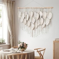 Tapeçaria de Macramê Boho Folhas Bege - Decoração de Parede Feita à Mão para Quarto e Sala - imagem 5