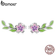 Brincos de Prata Bamoer 925: Flores e Folhas - imagem 2