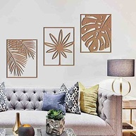 Quadro Decorativo Trio Folhas Vazadas em MDF 3mm - Design Moderno e Elegante - imagem 1