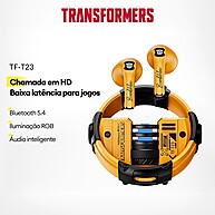 Fone Bluetooth Transformers TF-T23: Sem Latência e RGB! - imagem 1