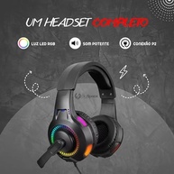 Fone De Ouvido Headset Gamer Luz Led RGB Compatível com Computador, Celular, Video Games - imagem 3
