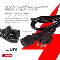 Cabo de Força Tripolar Universal Bivolt para CPU, Monitor, Impressora e Mais | Conexão Segura e Estável - imagem 5