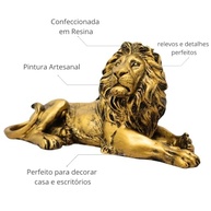 Leão Decorativo em Resina - Estatueta de Mesa com Pintura Artesanal | Simbolo de Força e Poder - imagem 3