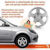Kit 4 Calotas Ford Ka 2008-2012 Aro 13 Prata Grid - Cubo Baixo - imagem 5