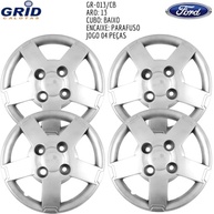 Jogo 4 Calotas Aro 13 Ford Ka 2008-2013 Grid GR013CB com Adesivo Logo Preto Resinado - imagem 4