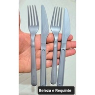 Kit Talheres Refeição Forte Descartável Prata - 50 Garfos + 50 Facas para Churrasco - imagem 3
