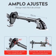 Suporte Celular Veicular Premium 360°: Ventosa Forte para Painel e Parabrisa - Fixação Segura Anti-Queda para GPS e Waze - imagem 4