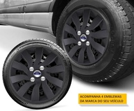 Jogo 4 Calotas Esportivas Street Preto Fosco Aro 14 - Novo Ka, Fiesta, Focus - imagem 4