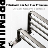 Toalheiro Duplo com Prateleira para Banheiro em Aço Inox Preto Fosco - Design Moderno e Funcional - imagem 4