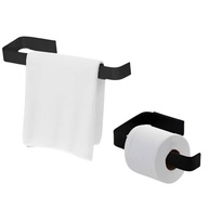 Kit Acessórios para Banheiro Preto Fosco 2 Peças - Porta Toalha e Papeleira Modernos - imagem 2