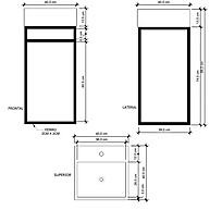 Gabinete Banheiro Cuba Pedra Ardosia 40cm Preto Fosco - imagem 2