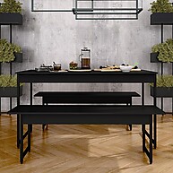 Mesa com 2 Bancos Estilo Industrial Lugano – Preto Fosco - imagem 2