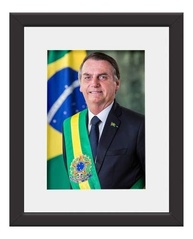 Quadro Decorativo Bolsonaro - Foto Oficial em Moldura de Madeira com Vidro e Paspatur 46x56cm - imagem 3