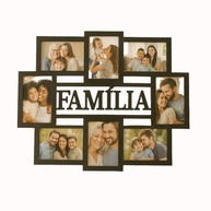Mural de Fotos Família em MDF Preto com 8 Espaços 10x15cm - Painel Decorativo Moderno com Fita Dupla Face - imagem 1