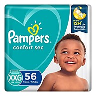Fralda Pampers Confort Sec Super XXG 56 Unidades: Proteção 24h sem Vazamentos - imagem 1