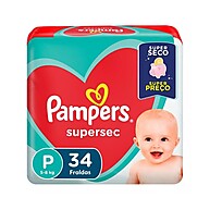 Fralda Pampers Supersec P 34 Unidades – Conforto e Proteção - imagem 1