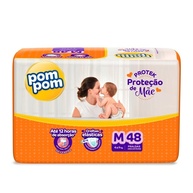 Fralda Pom Pom Derma Protek Mega M: 48un Seca e Conforto - imagem 1
