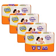 Fralda Pom Pom Mega M: Kit com 4 Pacotes (192 Unidades) - imagem 1