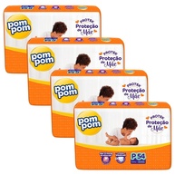 Fralda Pom Pom Mega P: Kit com 4 Pacotes +216 Un! - imagem 1