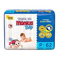Fralda Turma da Mônica Baby P: Mega Pacote com 62 Unidades - imagem 1