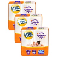 Fraldas Pom Pom Protek Jumbo G: Kit com 3 Pacotes de 24 Unidades - imagem 1