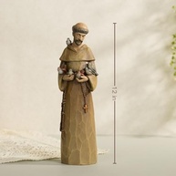 Estátua de São Francisco com Pássaros 30,5 cm - Escultura em Resina com Detalhes Pintados à Mão - imagem 3