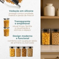 Kit 4 Potes Herméticos 1,5L - BPA Free, para Organização de Cozinha e Armazenamento de Alimentos - imagem 4