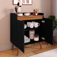 Armário Aparador Cantinho Do Café 2 Portas com Prateleira – Design Moderno em Preto e Freijó - imagem 2