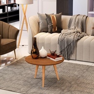 Mesa de Centro Dubai Redonda com Design Tripé em Madeira Freijó - imagem 1